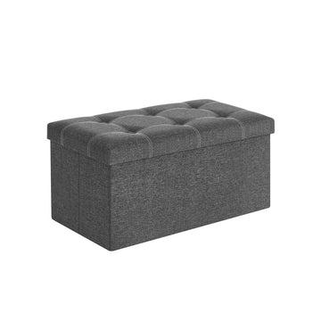 Opbergbank met verborgen opbergruimte – linnenlook – donkergrijs – 76 x 38 x 38 cm