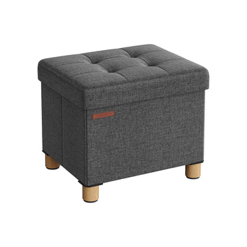 Opbergbankje en voetenbank - MDF - linnenlook - donkergrijs - 32 x 40 x 33,5 cm - 29 L