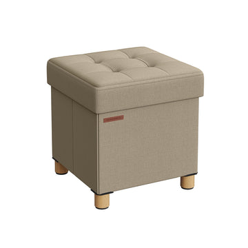 Opbergpoef met voetenbankfunctie - MDF, stof, 25D schuim - 38 x 38 x 40 cm - Camelbruin