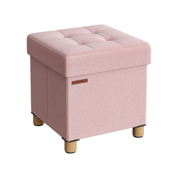 Opbergpoef pastelroze - zitkist - voetenbank - 300 kg - 37 L - 38 x 38 x 40 cm