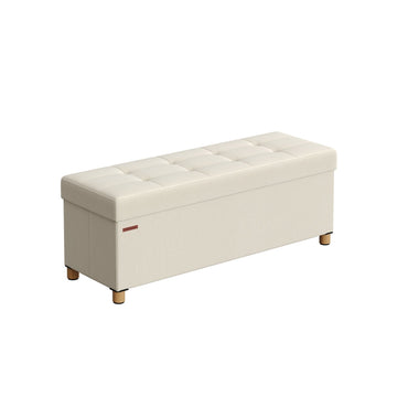 Opbergbank - zitkist - voetenbank - MDF - linnenlook - 25D-schuim - 38 x 110 x 40 cm