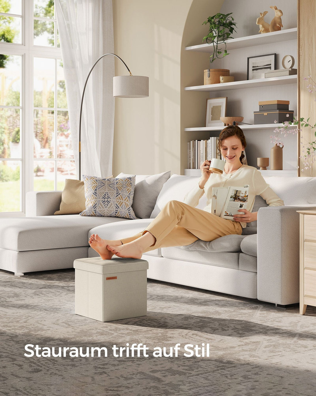 Förvaringspall - Sittpuff - Fotpall - MDF - Klädd - 30 x 30 x 30 cm