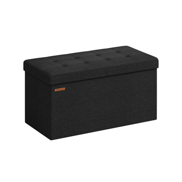 Opbergbank - opbergpoef - gestoffeerd - MDF - linnenlook - 38 x 76 x 38 cm