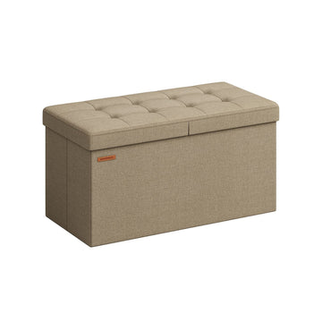 Opbergbank met zitkussen, camelbruin, MDF, imitatie linnen, 38 x 76 x 38 cm