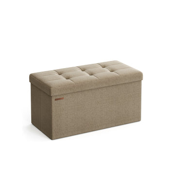Gestoffeerde opberghocker - zitkist - voetenbank - linnen - 38 x 76 x 38 cm