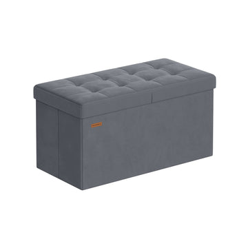 Zitbank met opbergruimte en klapdeksel | Schiefergrijs | 76x38x38 cm