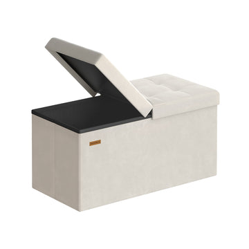 Zitbank met opbergruimte en klapdeksel | Cremewit | 76x38x38 cm
