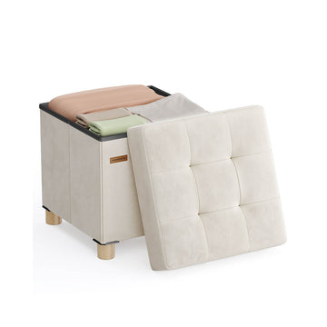 Fluwelen opberghocker - voetenbank - 37 L - 300 kg - 38x38x40 cm - bruin