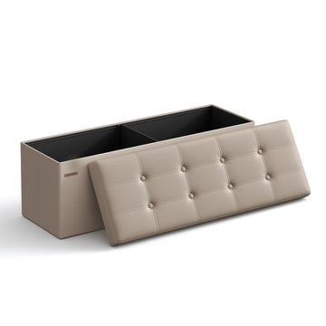 Opbergbankje kunstleer 131 l inklapbaar gepolsterd | Hellbeige | 110x38x38 cm