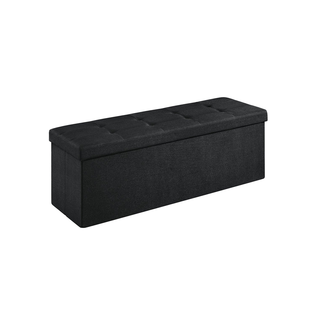 Opbergbank met zitkussen - zwart - linnenlook - MDF - 110 x 38 x 38 cm - 300 kg