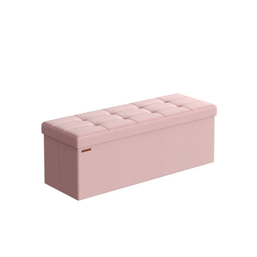 Opbergbank - Gestoffeerde zitbank - Pastelroze - MDF - 38 x 110 x 38 cm
