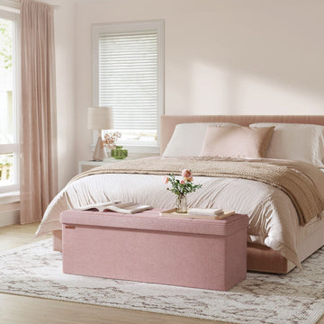 Roze opbergbank - MDF, linnenlook - 110 x 38 x 38 cm - 300 kg