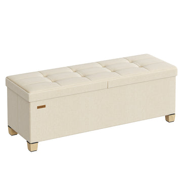 Opvouwbare zitbank met opbergruimte linnenlook | Hellbeige | 110x38x40 cm