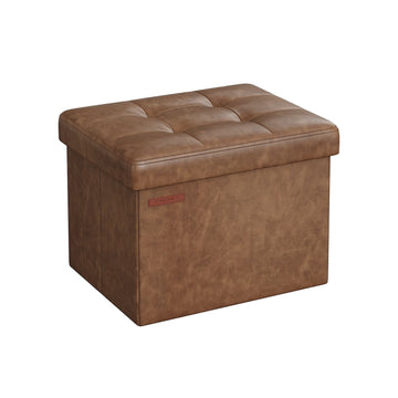 Opbergbankje bruin PU - Voetenbank - 31 x 41 x 31 cm - 130 kg draagvermogen
