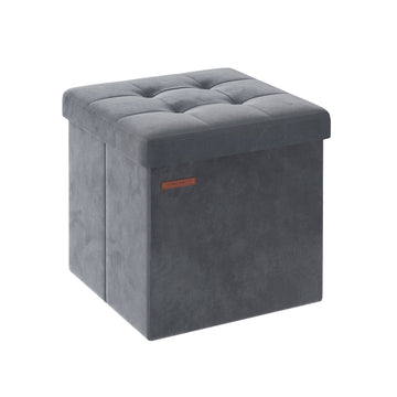 Fluwelen opbergbank - voetenbank - MDF - 43 l - 38 x 38 x 38 cm