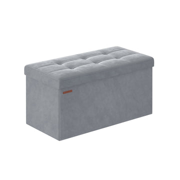 Dovegrijze fluwelen opbergbank - 89 l opbergruimte - 300 kg - 38 x 76 x 38 cm