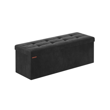 Opbergbank met fluwelen zitting - 131 l - inktzwart - 38 x 110 x 38 cm