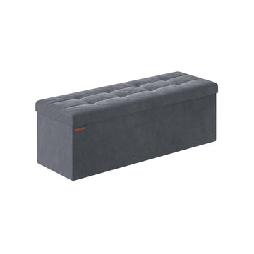 Opbergbank met fluwelen zitting, 131 L, MDF, 300 kg, leigrijs