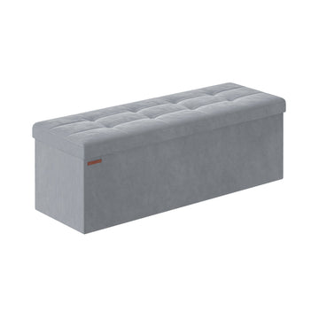 Opbergbank van fluweel, duifgrijs, MDF, 110 x 38 x 38 cm