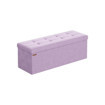 Fluwelen opbergbank - poef met opbergruimte - paars - 38 x 110 x 38 cm
