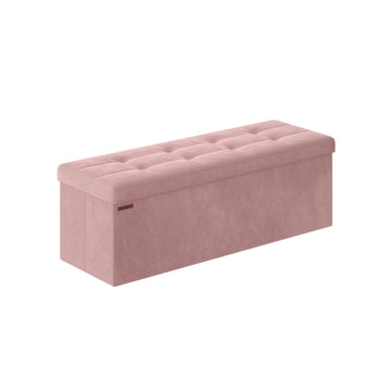 Pastelroze opbergbank - fluweel - MDF - 131 l - 38 x 110 x 38 cm