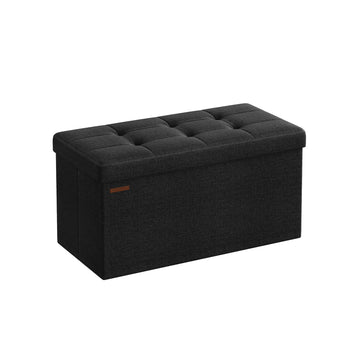 Opbergpoef met zitfunctie - MDF & schuim - 38x76x38 cm - zwart
