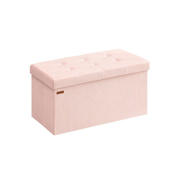 Poef met opbergruimte roze - opbergbank - 89L - MDF - 38x76x38 cm