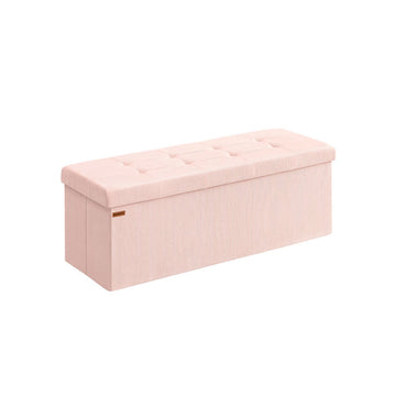 Roze opbergbank - zitbank - hocker - hoogelastisch schuim - 38 x 110 x 38 cm