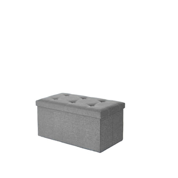 Opbergbank - Zitbank - 80 L - 76 x 38 x 38 cm - Lichtgrijze linnenlook