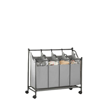 Wasgoedmand met wielen - Wasgoedverzamelaar - Kledingsorteerder - 87,5 x 38,5 x (67-81) cm