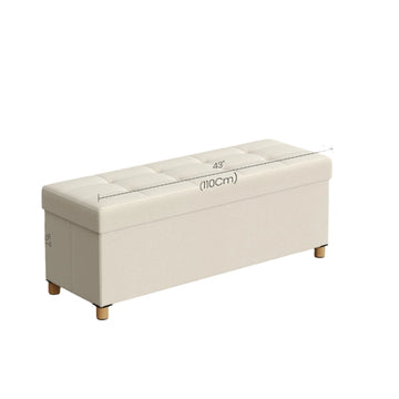 Opvouwbare opbergbank met opbergruimte - 112 l - MDF en linnen - 38 x 110 x 40 cm