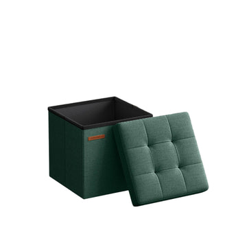 30 cm zitkist met opbergruimte - opvouwbare opbergbox - 22L - groen
