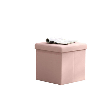 Opbergbankje - poef - pastelroze - compact - 30 x 30 x 30 cm