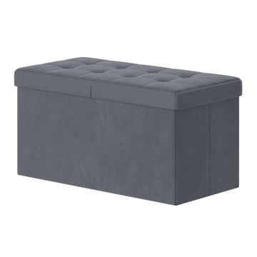 Zitbank met opbergruimte en deksel voor hal | Grijs | 76x38x38 cm