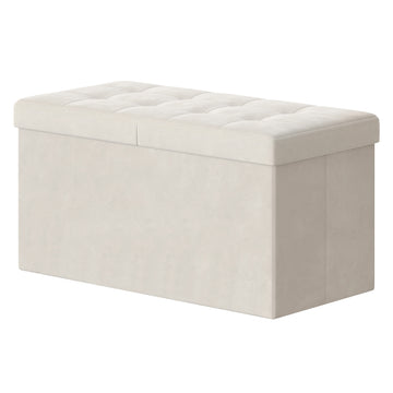 Zitbank met opbergruimte en deksel voor hal | Wit | 76x38x38 cm