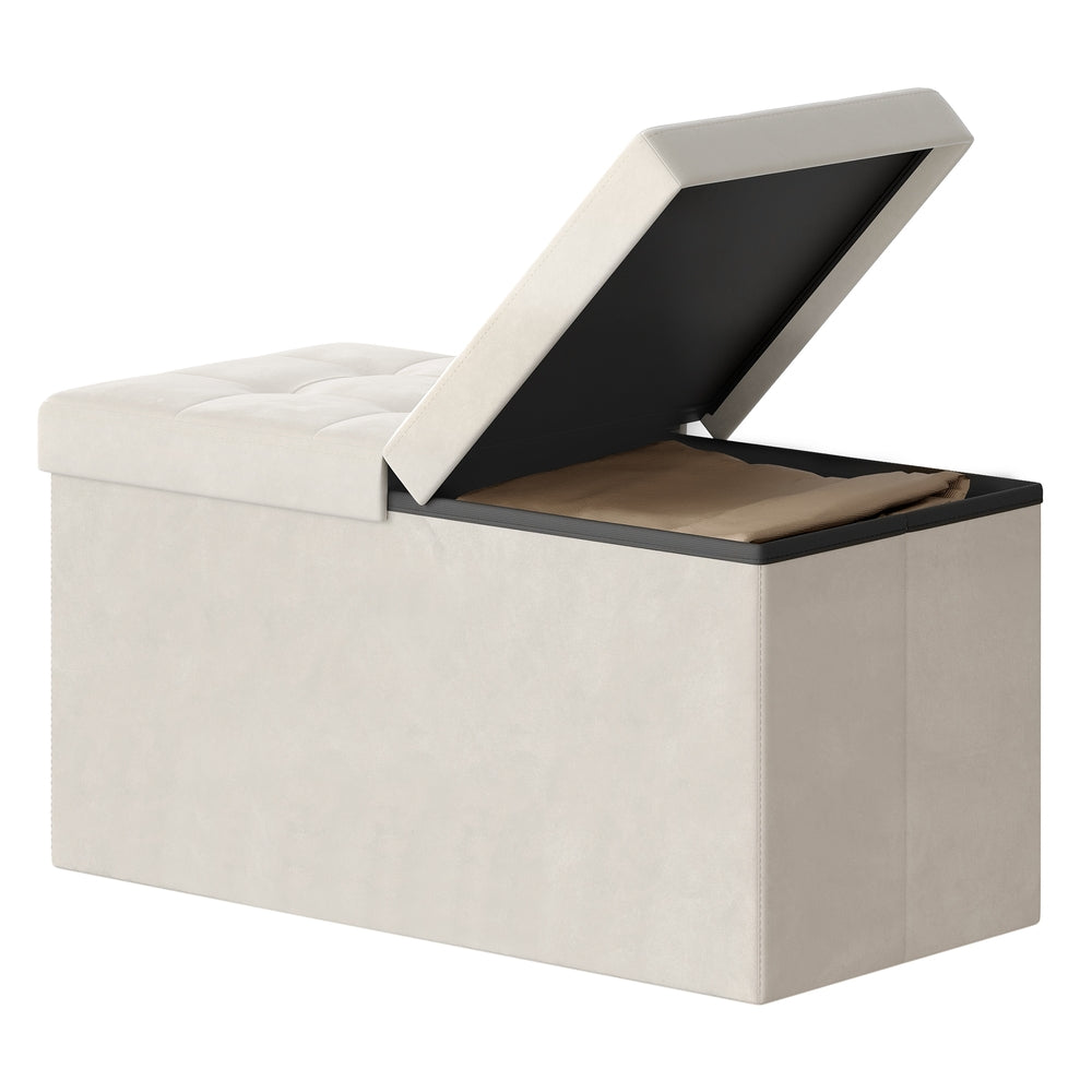Sittbänk med förvaring och lock för hall | Vit | 76x38x38 cm
