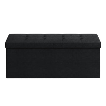 Zitbank met opbergruimte, inklapbare zitkist, opbergbox | Zwart | 110x38x38 cm