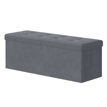Zitbank met opbergruimte en deksel voor hal | Grijs | 110x38x38 cm