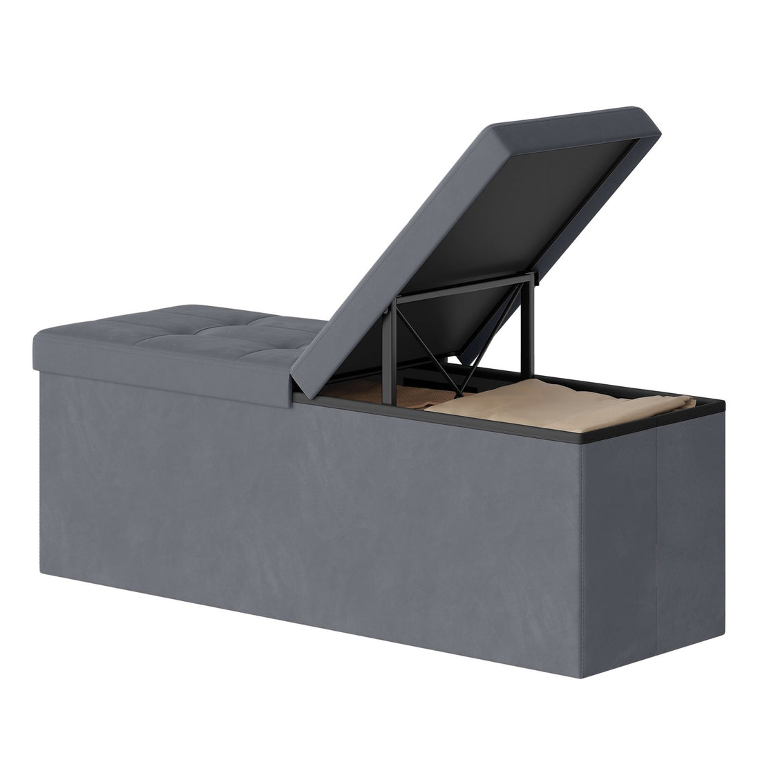 Sittbänk med förvaring och lock för hall | Grå | 110x38x38 cm