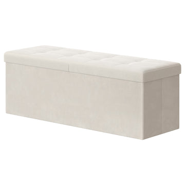 Zitbank met deksel en opbergruimte voor de hal | Wit | 110x38x38 cm