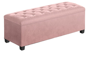 Roze fluwelen opbergbank - zitkist - gestoffeerde bank - 103 l - 40 x 110 x 40 cm