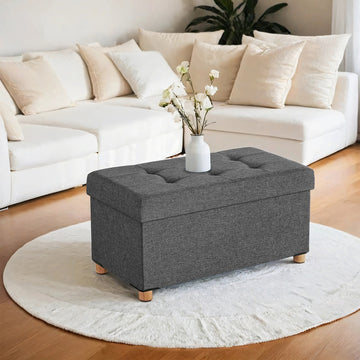Opvouwbare zitbank met opbergruimte | Donkergrijs | 76x38x40 cm