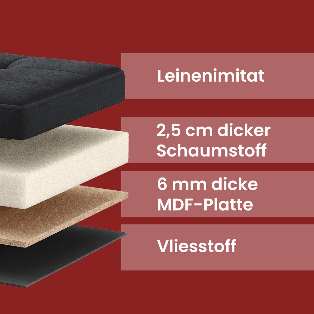 Sitzhocker mit Stauraum, Fußablage | Tintenschwarz | 38x38x38 cm