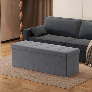 Zitbank met opbergruimte | Leisteengrijs | 110x38x38 cm