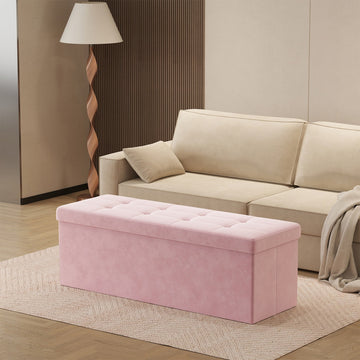 Zitbank met opbergruimte | Pastelroze | 110x38x38 cm