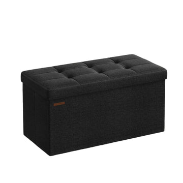 Opbergbankje - Zitkist - Inktzwart - Elastisch Schuim - 38 x 76 x 38 cm MDF