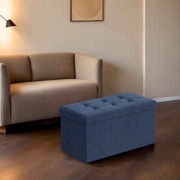 Opbergbank met zitkist en bedbank | Donkerblauw | 76x38x38 cm