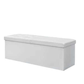Opbergbank met zitplaats - inklapbaar - 300 kg - 110 x 38 x 38 cm - wit PVC