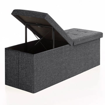 Zitbank met opbergruimte, klapbare zitkist | Donkergrijs | 110x38x38 cm