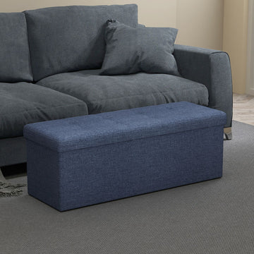 Zitbank met opbergruimte en zitkist | Marineblauw | 110x38x38 cm
